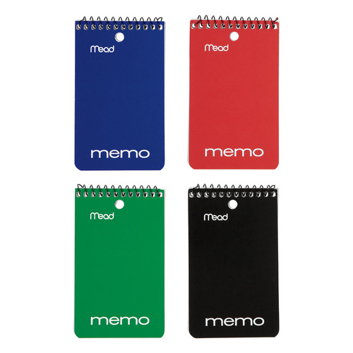 Mead 91127-XCP12 Memo Book 3" W X 5" L Wide Ruled Spiral Assorted - pack of 12