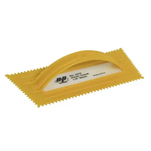 QLT 6275 Trowel, 9-1/2 in L, 4-1/4 in W, V Notch, Comfort-Grip Handle Yellow