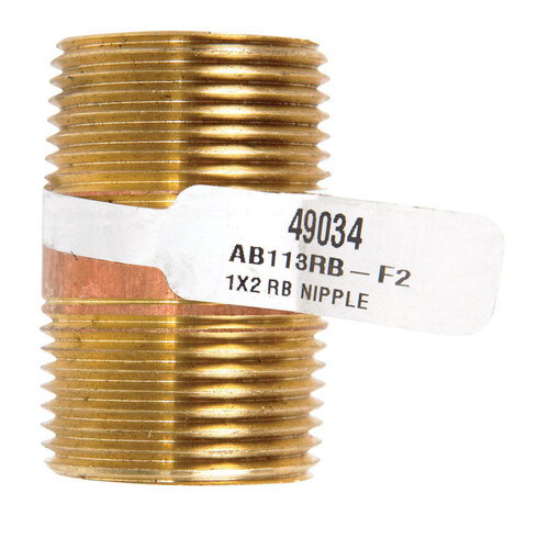 Nipple 1" MPT T X 1" D MPT Brass 2" L