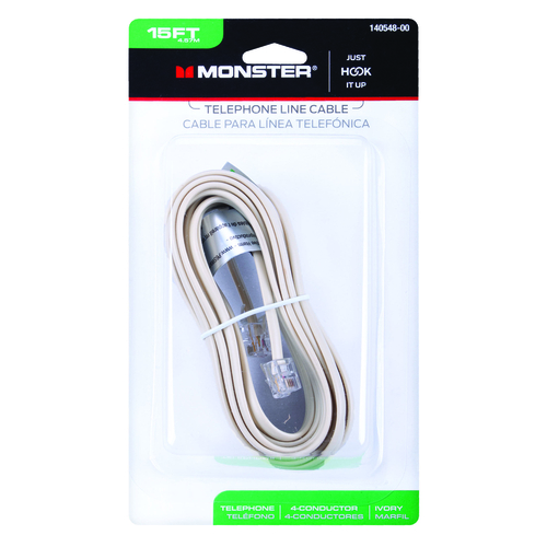 Modular Telephone Line Cable Just Hook It Up 15 ft. L Ivory Ivory