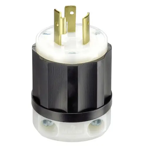 Locking Plug Industrial Thermoplastic Grounding L6-20P 16-10 AWG 2 Pole 3 Wire Bagged Black/White