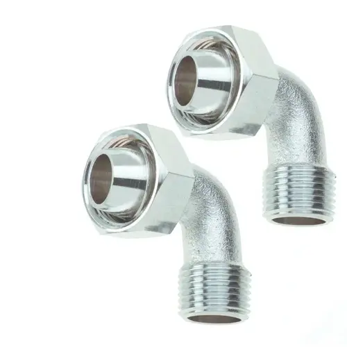 William Harvey 11746 Bent Bathcock Coupling Universal 1/2" Silver Brass Chrome Pair