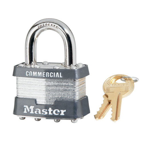 Padlock 1-5/16" H X 1" W X 1-3/4" L Steel 4-Pin Cylinder Keyed Alike Silver