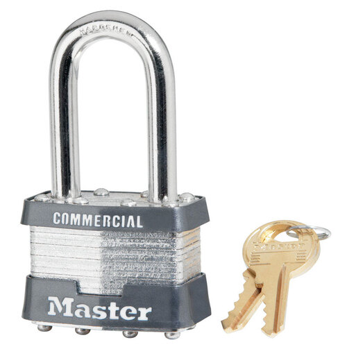 Padlock 1-5/16" H X 1" W X 1-3/4" L Laminated Steel 4-Pin Cylinder 1 pk Keyed A Silver - pack of 6