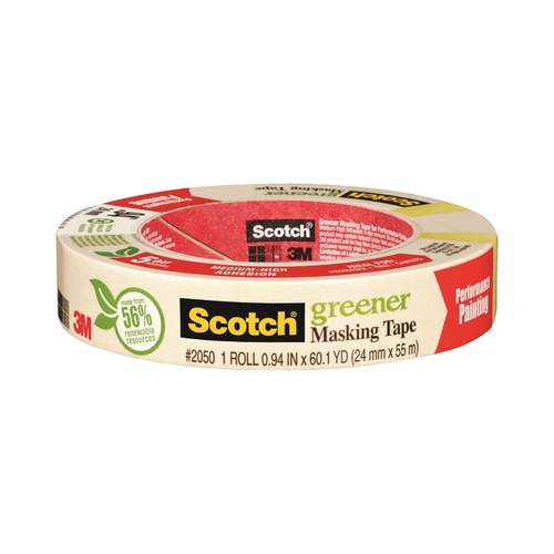 2050.75 Masking Tape, 60.1 yd L, 3/4 in W, Paper Backing, Beige