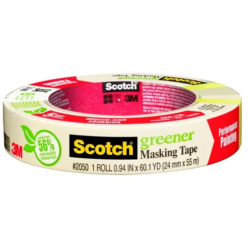 2050.1 Masking Tape, 60.1 yd L, 1 in W, Paper Backing, Beige