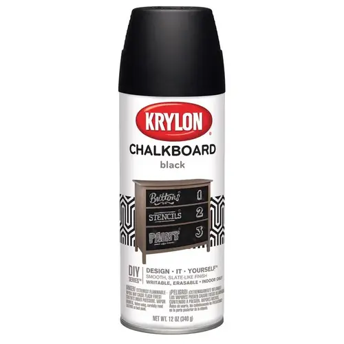 I0007 Chalkboard Paint, Black, 12 oz, Aerosol Can