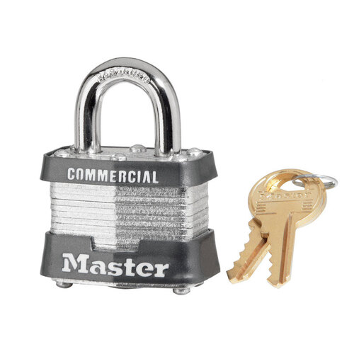 Padlock 1-5/16" H X 1-9/16" W X 1-1/2" L Steel Double Locking Keyed Alike Silver