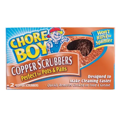 Chore Boy 10811435002159 Copper Scrubber Heavy Duty For Pots and Pans Brown Pair