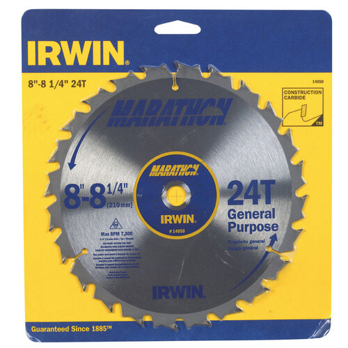 Miter and Table Saw Blade Marathon 8-1/4" D X 5/8" Carbide 24 teeth