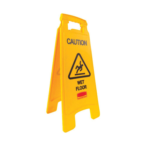 Easel Floor Sign English Yellow Caution 25" H X 11" W
