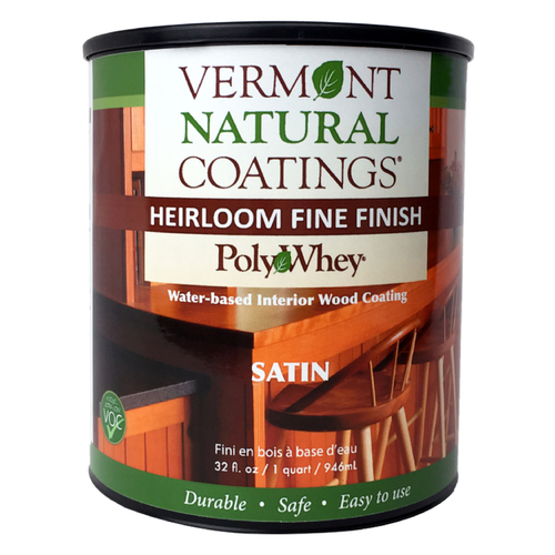 Vermont Natural Coatings 101151 Furniture Finish PolyWhey Satin Clear Water-Based 1 qt Clear