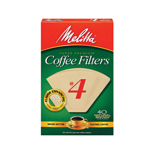 Melitta 624412 3663648 #4 Coffee Filter, Cone, Paper, Natural Brown - pack of 40