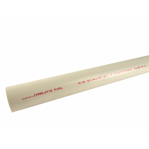 Charlotte Pipe PVC 07300 0800 Dual Rated Pipe Schedule 40 PVC 3" D X 20 ft. L Plain End 260 psi