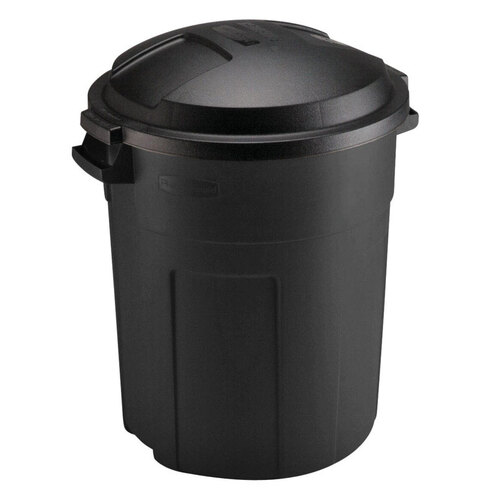 Rubbermaid 70439-XCP6 Garbage Can Roughneck 20 gal Plastic Lid Included Black - pack of 6