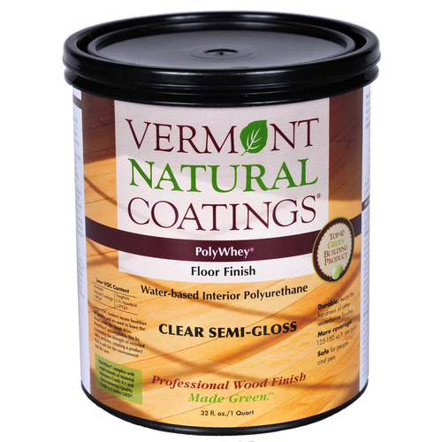 Vermont Natural Coatings 900101 Floor Finish PolyWhey Semi-Gloss Clear Water-Based 1 qt Clear
