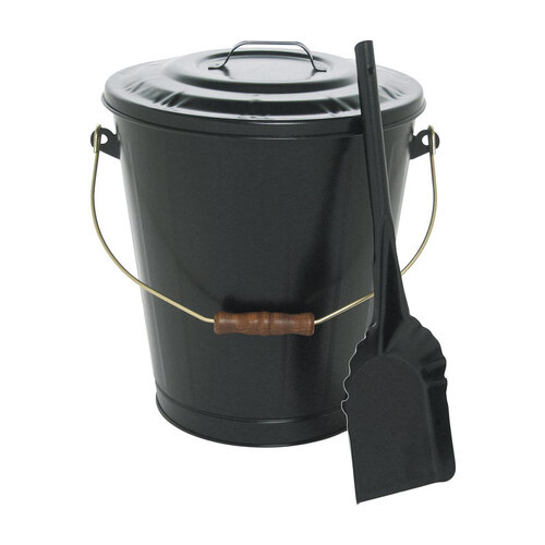 Ash Container and Shovel Set Black Powder Coated Steel Powder Coated