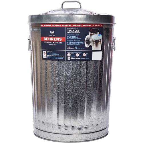 Behrens 70799 Garbage Can 20 gal Galvanized Steel Lid Included Animal