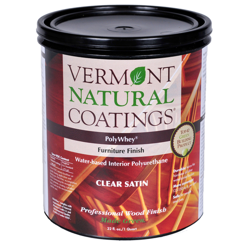 Vermont Natural Coatings 900111 Furniture Finish PolyWhey Satin Clear Water-Based 1 qt Clear