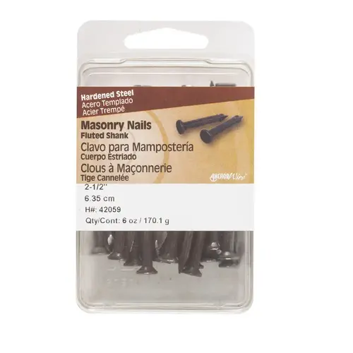 Nail 2-1/2" Masonry Steel Flat Head Black - pack of 5