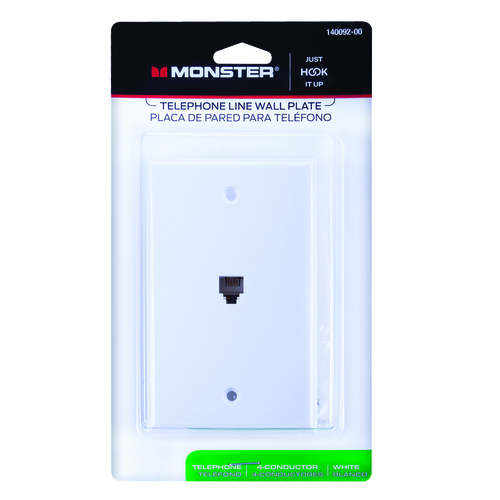 Monster 140092-00-XCP6 Wall Plate Just Hook It Up White 1 gang Plastic Coax/Phone White - pack of 6