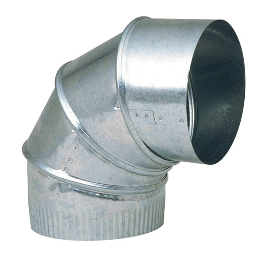 Furnace Pipe Elbow 8" D X 8" D Adjustable 90 deg Galvanized Steel Silver