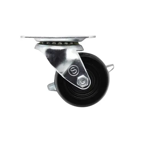 Swivel Caster, 2 in Dia Wheel, 7/8 in W Wheel, Rubber Wheel, 90 lb Black/Silver