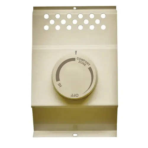 Double Pole Line Voltage Baseboard Thermostat Heating and Cooling Dial Almond