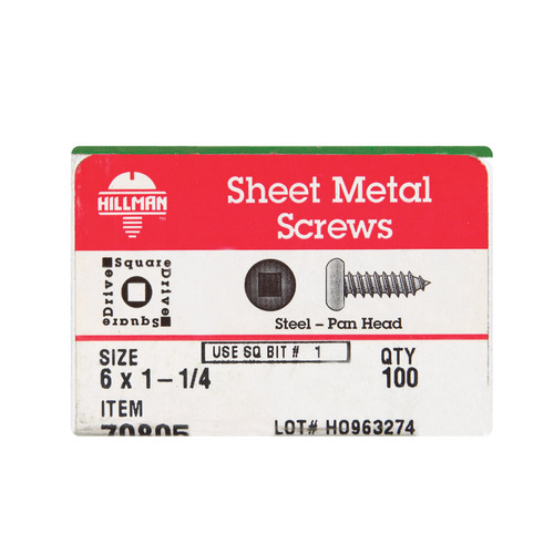 Sheet Metal Screws No. 6 X 1-1/4" L Square Hex Head Zinc-Plated