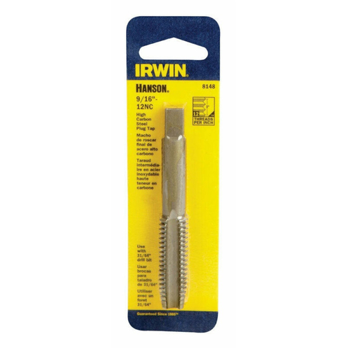 Irwin 8148ZR Fractional Tap, 9/16-12 Thread, Plug Tap Thread, 4-Flute, HCS