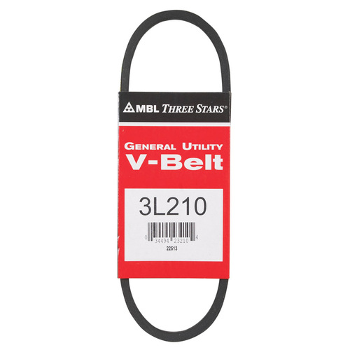 General Utility V-Belt FHP 3L210 0.38" W X 21" L For Fractional Horsepower Motors Black