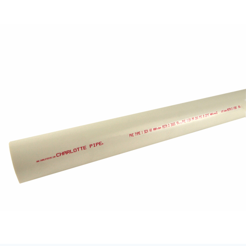 Charlotte Pipe PVC 07100 0600 Dual Rated Pipe Schedule 40 PVC 1-1/4" D X 10 ft. L Plain End 370 psi