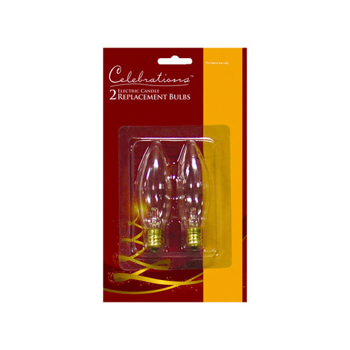 Celebrations T-15-71 Christmas Light Bulbs C7 Clear/Warm White 2 ct Replacement