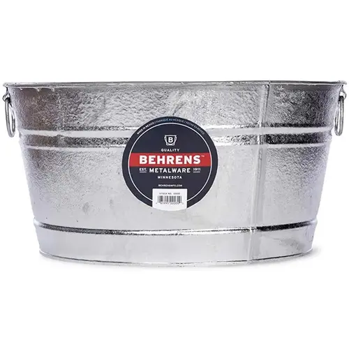 Tub 9 gal Steel Round Silver