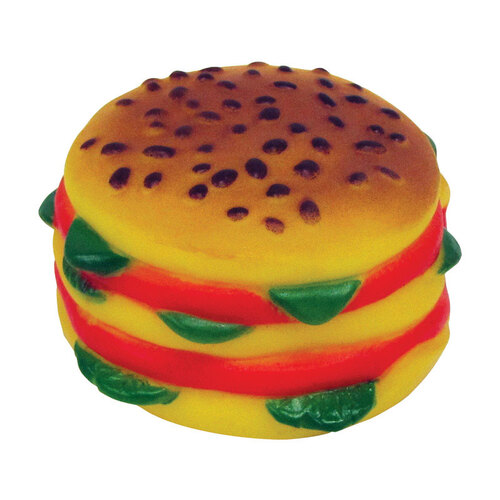 Boss Pet 52981 Squeaky Dog Toy Digger's Multicolored Hamburger Vinyl Large Multicolored