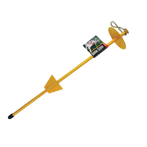 PDQ A01310 Tie Out Stake Boss Pet Yellow Dome Cast Malleable Steel Dog Large Yellow