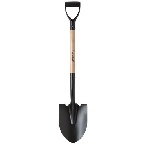 Shovel 39" Steel Round Digging Wood Handle Black/Brown - pack of 6