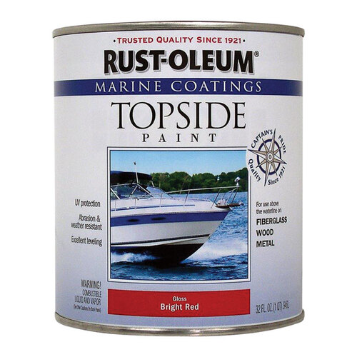 Rust-Oleum 207004 Marine Topside Paint Marine Coatings Outdoor Gloss Bright Red 1 qt Bright Red