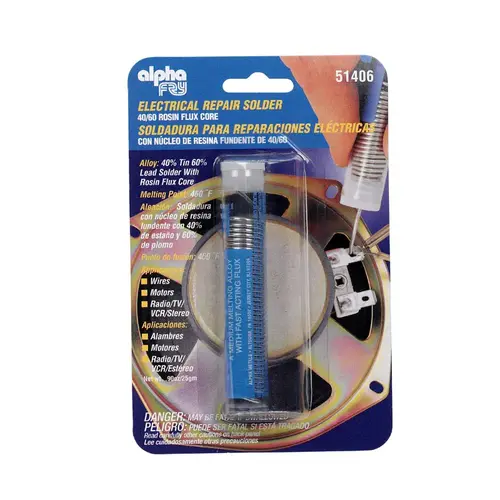Alpha Fry 51406 Repair Solder 0.9 oz 0.062" D Tin/Lead 40/60
