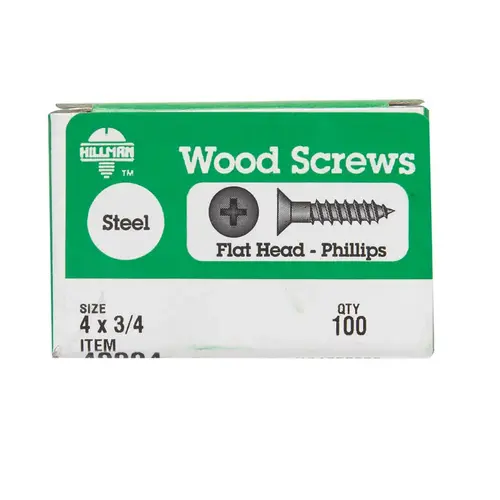 Wood Screws No. 4 S X 3/4" L Phillips Zinc-Plated Zinc-Plated