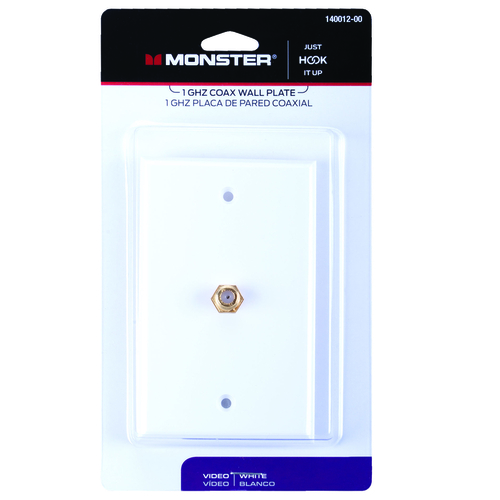 Monster 140012-00-XCP6 Wall Plate Just Hook It Up White 1 gang Plastic Coaxial White - pack of 6