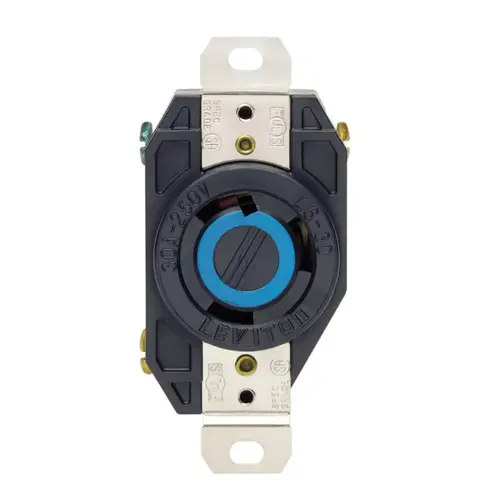 Locking Receptacle V-0-MAX 30 amps 250 V Single Black L6-30R Black