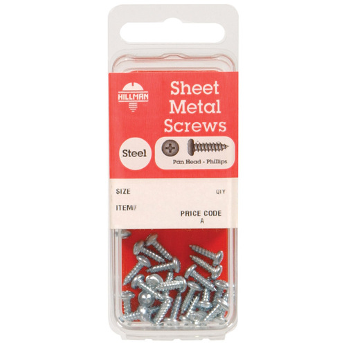 Sheet Metal Screws No. 10 X 1/2" L Phillips Pan Head Zinc-Plated