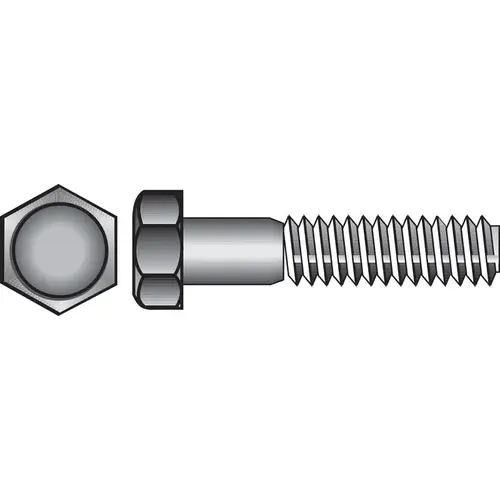 Hex Bolt 1/4" D X 4-1/2" L Zinc Plated Steel Zinc Plated