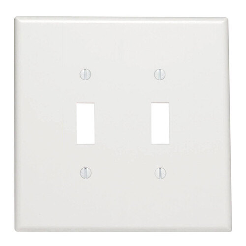 Wall Plate White 2 gang Thermoset Plastic Toggle White