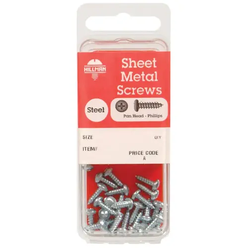 Sheet Metal Screws No. 8 S X 1-1/4" L Phillips Pan Head 30 Zinc-Plated - pack of 10