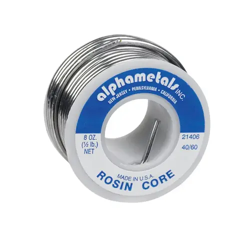 Rosin Core Solder Wire 8 oz 0.09" D Tin/Lead 40/60