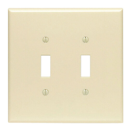 Wall Plate Ivory 2 gang Thermoset Plastic Toggle Ivory