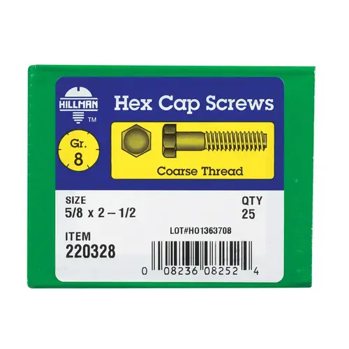 Hex Head Cap Screw 5/8" D X 2-1/2" L Heat Treated Steel Heat Treated