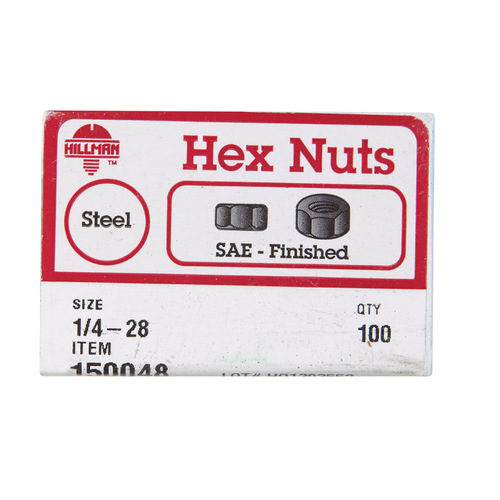 Hex Nut 1/4" Zinc-Plated Steel SAE Zinc-Plated